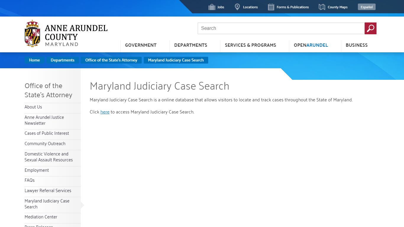 Maryland Judiciary Case Search | Anne Arundel County, MD